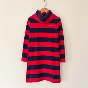 VINEYARD VINES EUC Rugby Striped Knit Dress w/ Oversized Funnel Turtleneck